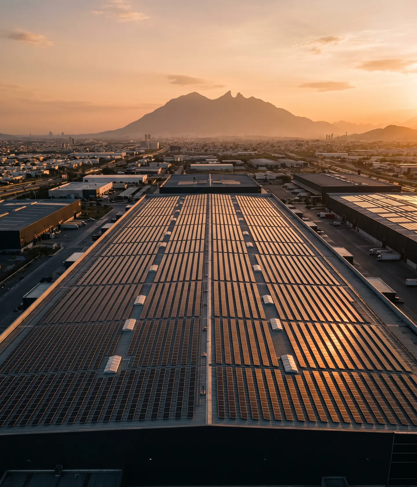 Cubierta industrial con paneles solares Energon